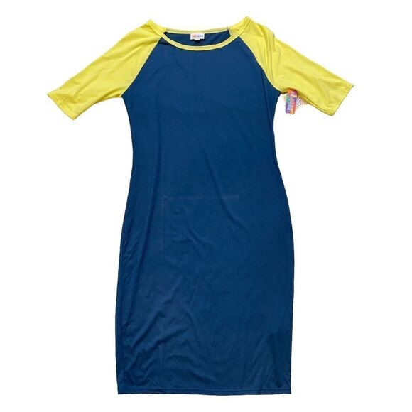 Brand new Roth tags Lularoe Julia Dress Blue and Yellow Size Small - Picture 3 of 6